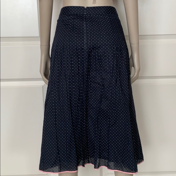 J. Crew Navy Polka Dot 100% Cotton Pleated Skirt - Picture 5 of 7